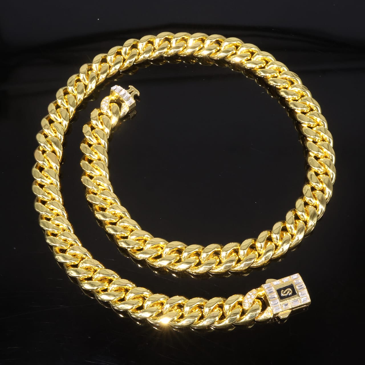 14k Layered Real Gold Plated cuben set necklace bracelet hip icedout