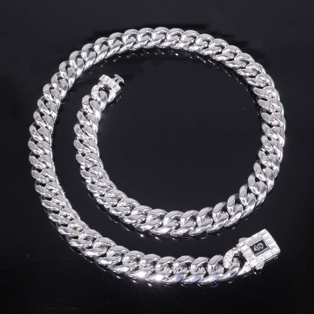 14k Layered Real Gold Plated cuben set necklace bracelet hip icedout