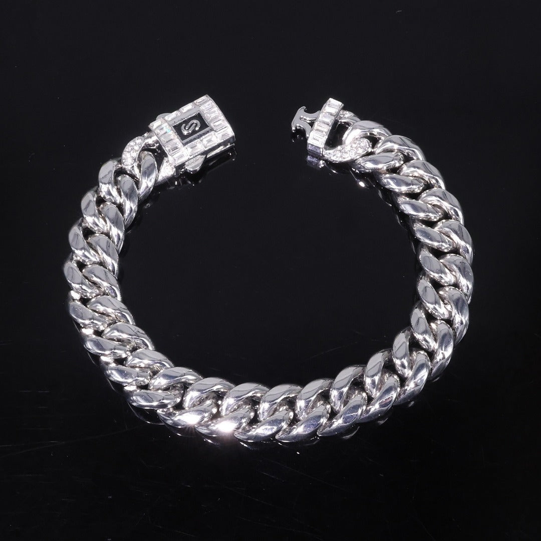 14k Layered Real Gold Plated cuben set necklace bracelet hip icedout