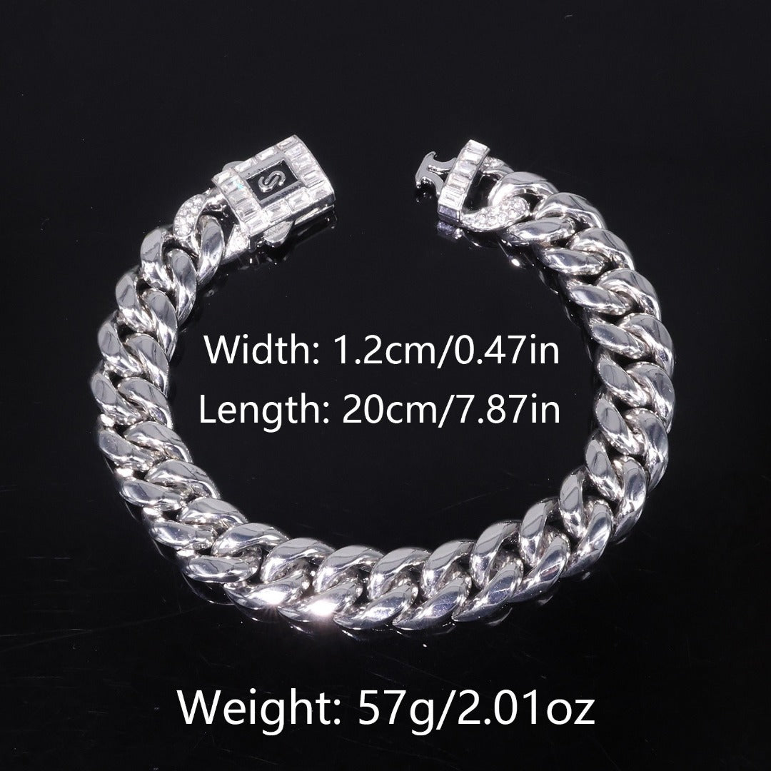 14k Layered Real Gold Plated cuben set necklace bracelet hip icedout