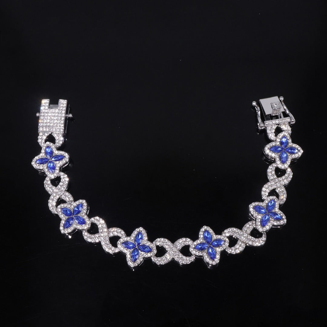 14k Layered rael Gold Plated clover bracelet icedout hip hop