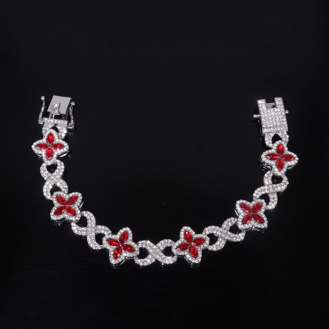 14k Layered rael Gold Plated clover bracelet icedout hip hop