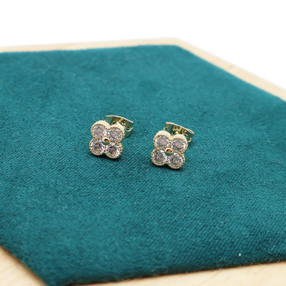 14k Layered Real Gold Plated clover design earrings #26