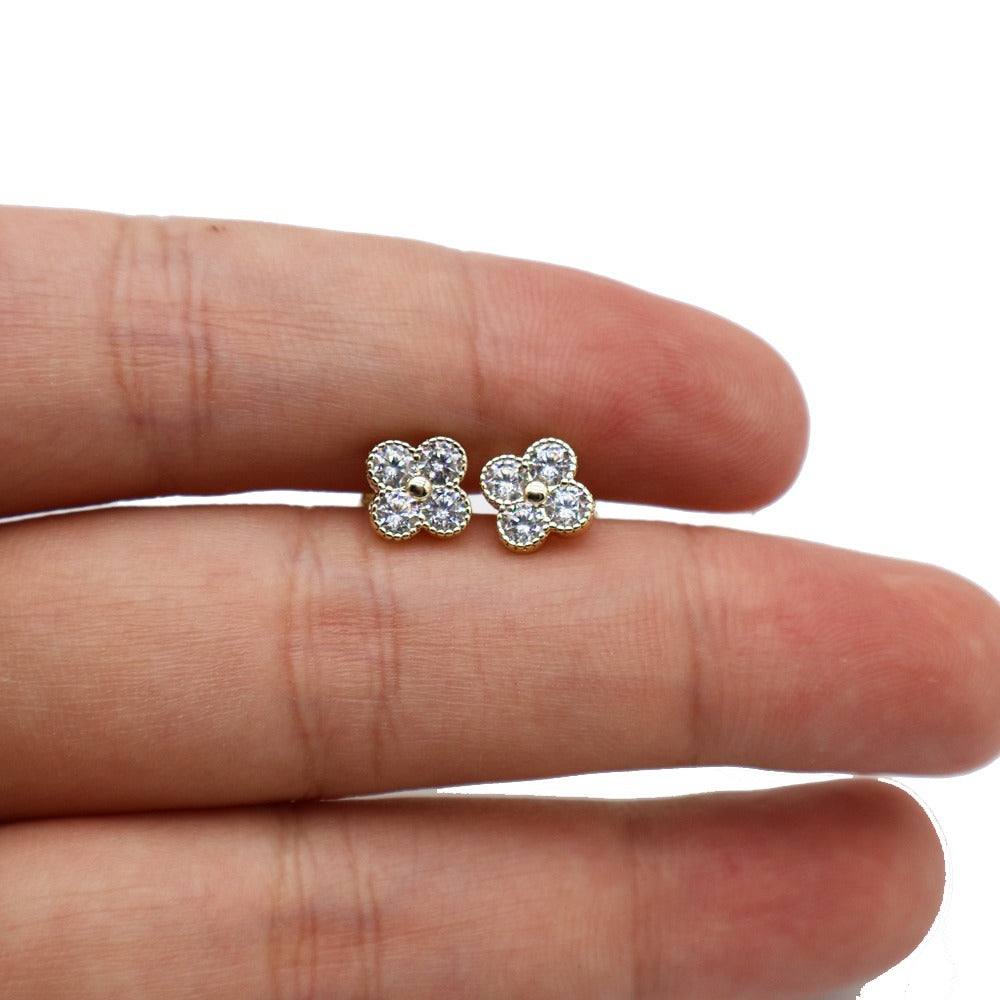 14k Layered Real Gold Plated clover design earrings #26