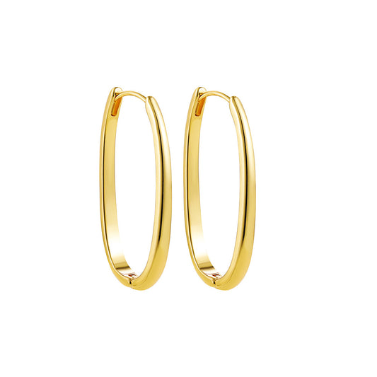 18k Layered Real Gold Filled oval hoop earrings #92