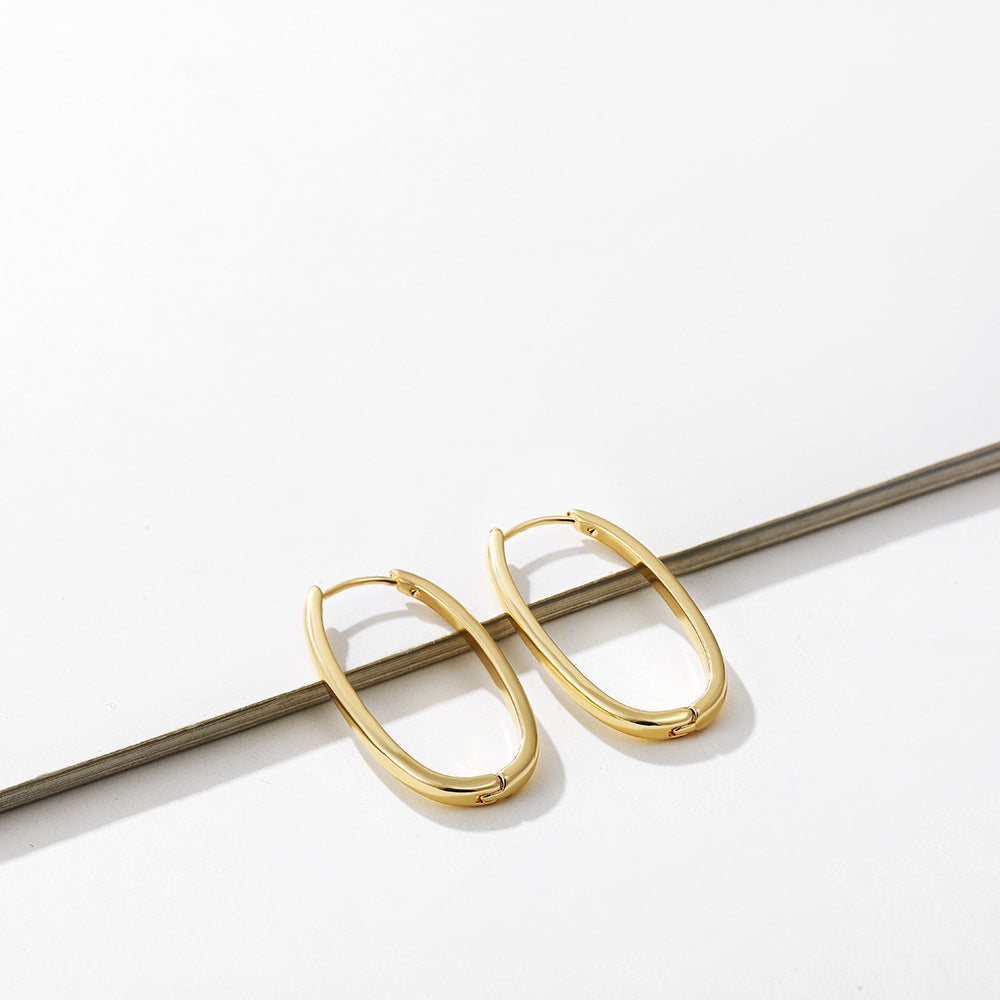 18k Layered Real Gold Filled oval hoop earrings #92