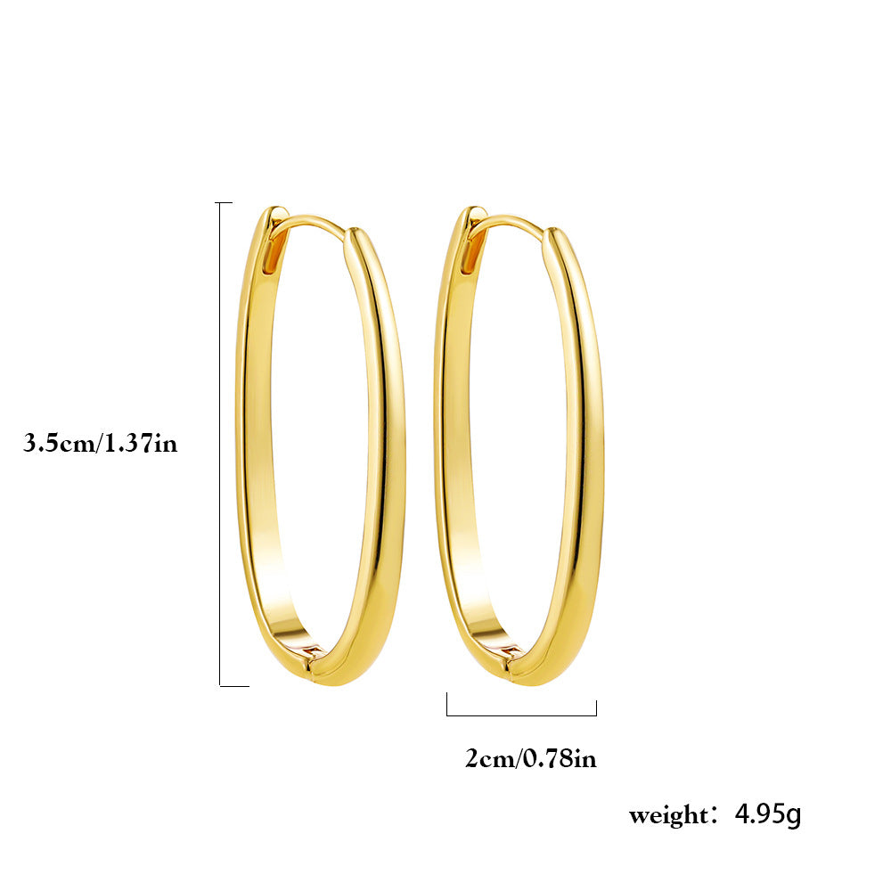 18k Layered Real Gold Filled oval hoop earrings #92