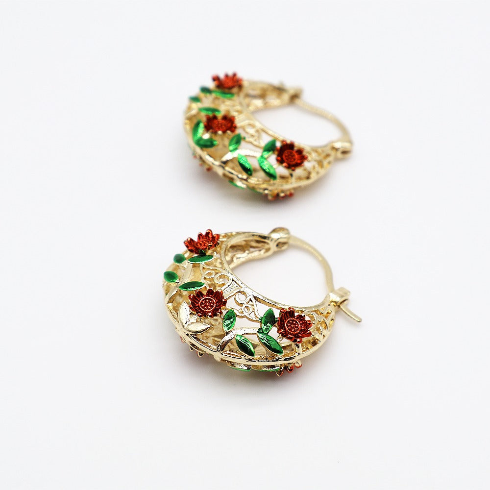 18k Layered Real Gold Filled basket hoop earrings #93