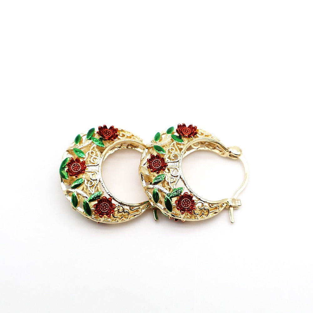 18k Layered Real Gold Filled basket hoop earrings #93