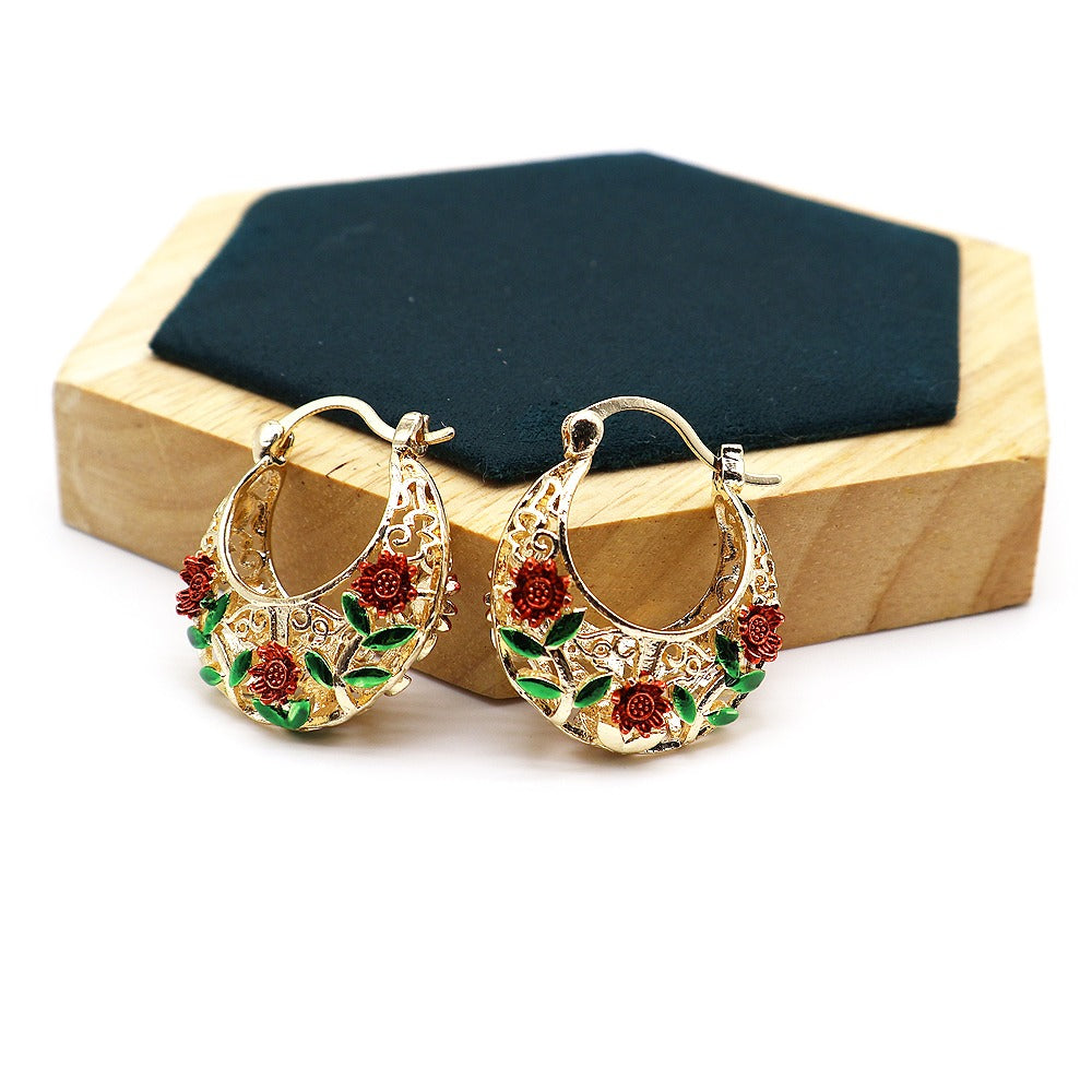 18k Layered Real Gold Filled basket hoop earrings #93