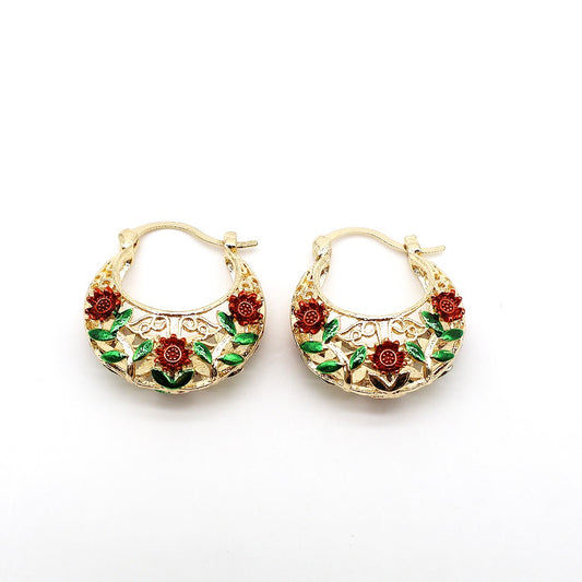 18k Layered Real Gold Filled basket hoop earrings #93