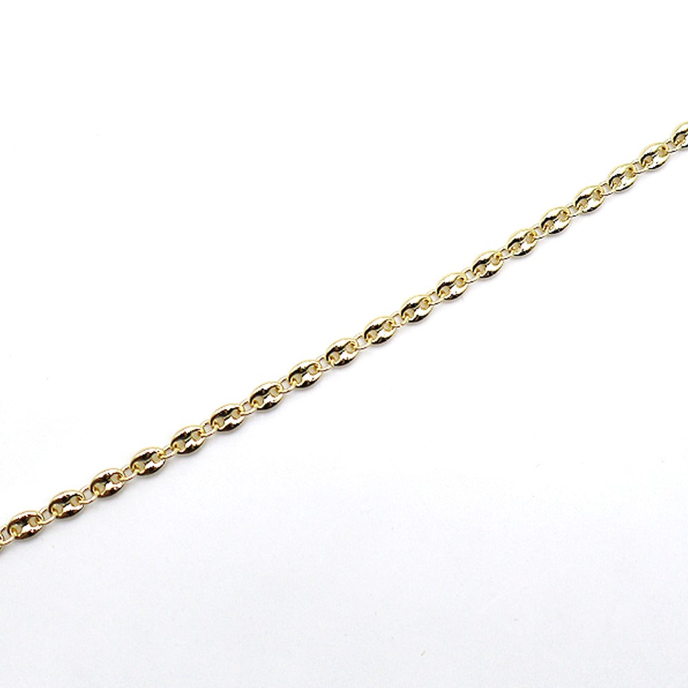 18k Layered Real Gold Filled puff mariner links anklet bracelet 10 inches #50