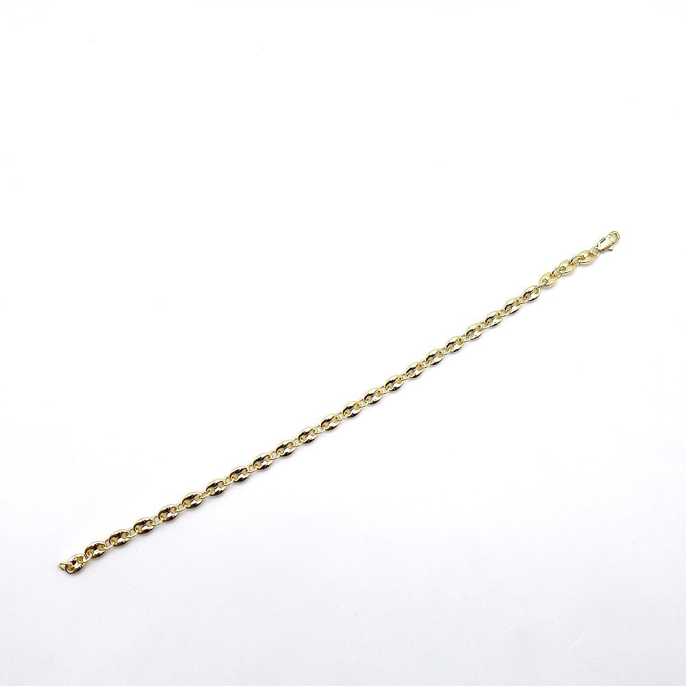 18k Layered Real Gold Filled puff mariner links anklet bracelet 10 inches #50