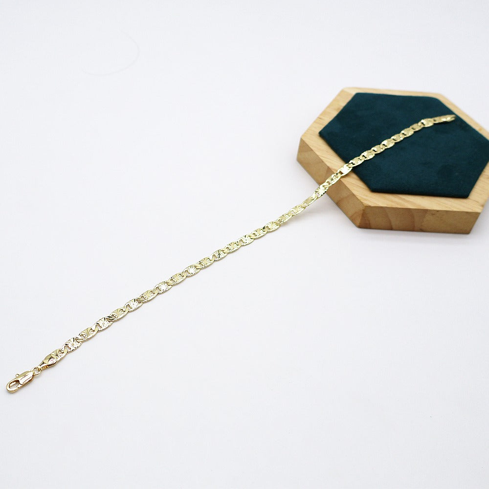 18k Layered Real Gold Plated Valentino link anklet bracelet #52