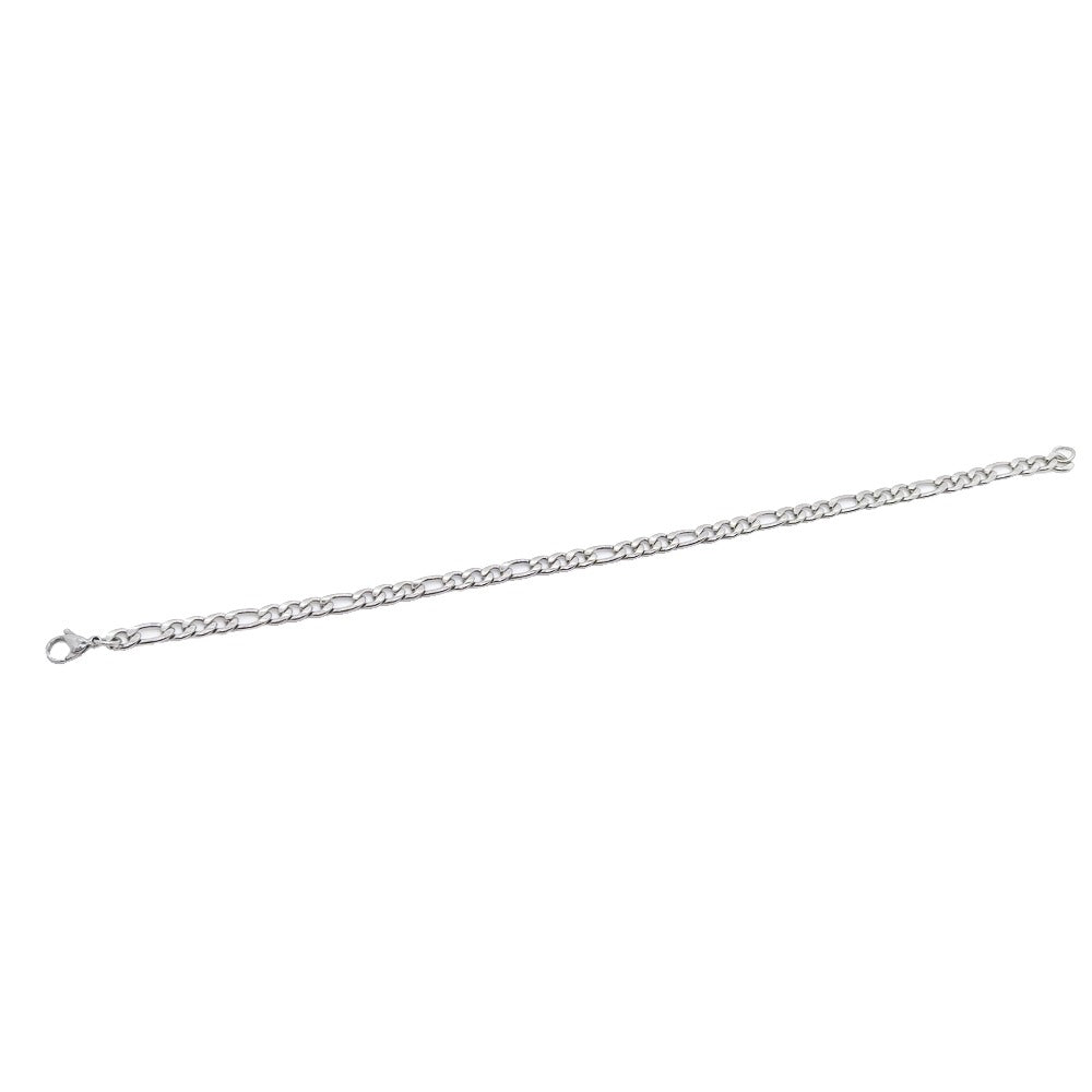 Silver Layered Real Gold Plated Figaro anklet bracelet 10 inches #55