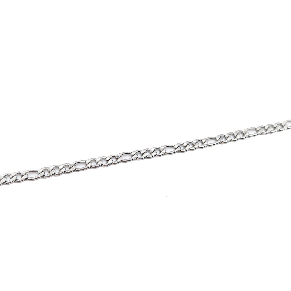 Silver Layered Real Gold Plated Figaro anklet bracelet 10 inches #55