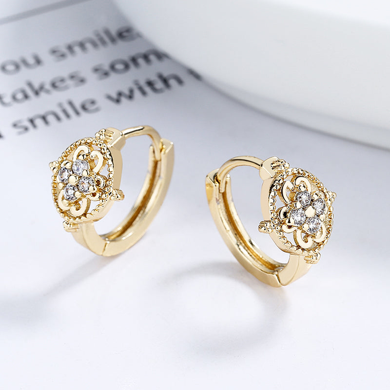 18k Layered Real Gold Filled round huggies earrings #2