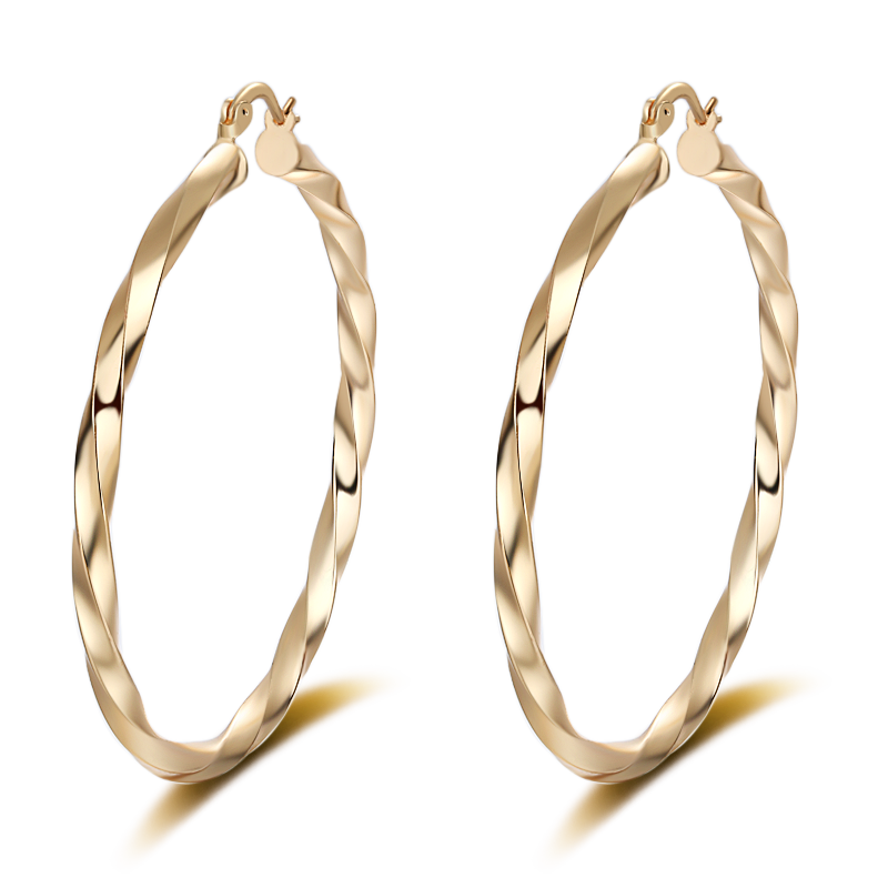 18k Layered real gold filled Round twisted hoop earrings #20