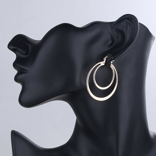 18k Layered real gold Plated Round hoop earrings #63