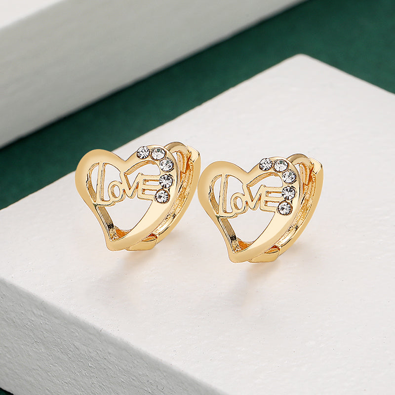 18k Layered Real Gold Filled love huggies earrings #3
