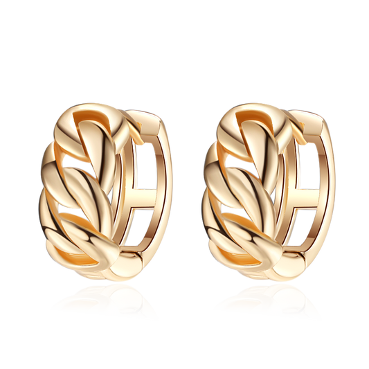 18k Layered Real Gold Filled cuben round huggies earrings #5