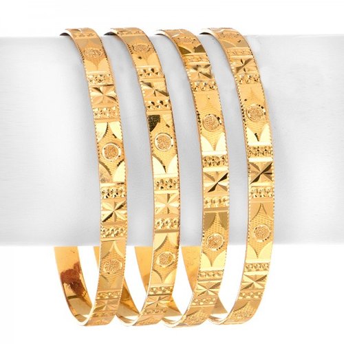 18k Gold Layered Real Gold-Filled Bangles Dozen 12pcs 6mm