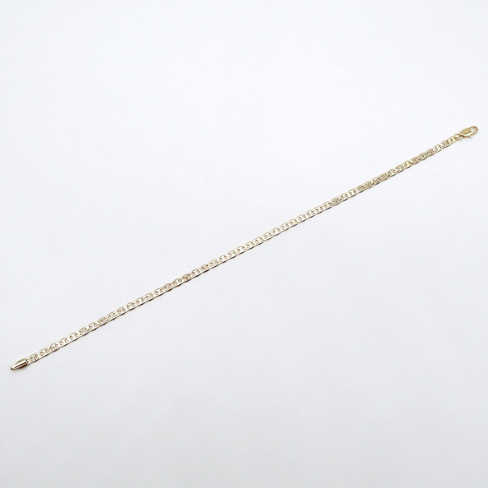 18k Layered Real gold Plated mariner links anklet bracelet 10 inches #34